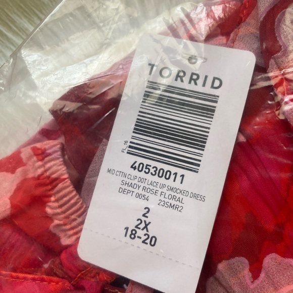 NWT Torrid MIDI Cotton Clip Dot Lace Up Smocked Dress Size 2x - Picture 6 of 9